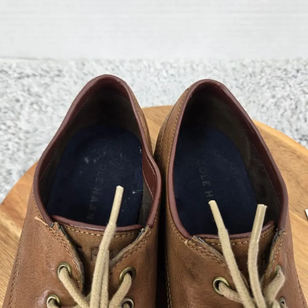Cole Haan Mens 10M Grand Os Nathan Brown Leather Lugged Casual Cap Toe Oxford